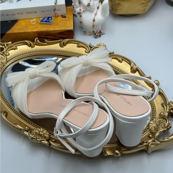 🆕 LOEFFLER RANDALL 🧿 NWOT Kimora White Pleated Bow Heel, Sz 6.5 - Picture 5 of 16